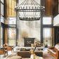 70 in. 64-Light Black Farmhouse Wagon Wheel Chandelier 2-Tiers Extra-Large Pendant Light Fixtures for Living Room