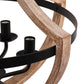 Modern Geometric 5-Light Chandelier, Black and White Wood Finish, Industrial Hanging Light Fixture for Dining Table