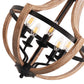 Modern Geometric 5-Light Chandelier, Black and White Wood Finish, Industrial Hanging Light Fixture for Dining Table