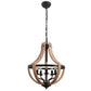 Modern Geometric 5-Light Chandelier, Black and White Wood Finish, Industrial Hanging Light Fixture for Dining Table