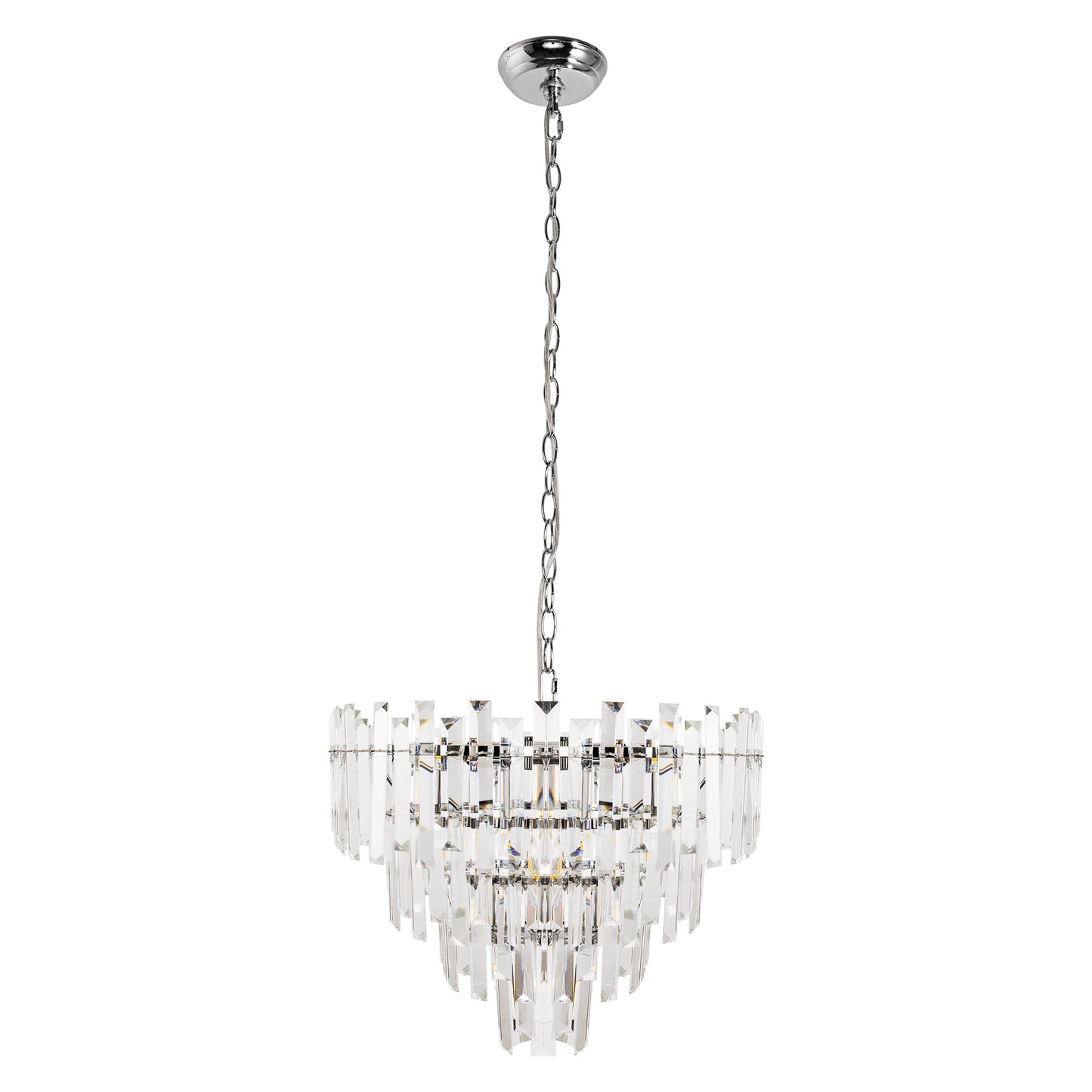 YANSUN 6-Light Chrome 3-Tier Crystal Drum Chandelier E12 Base Pendant Light with Crystal Shade for Living Room Dining Room