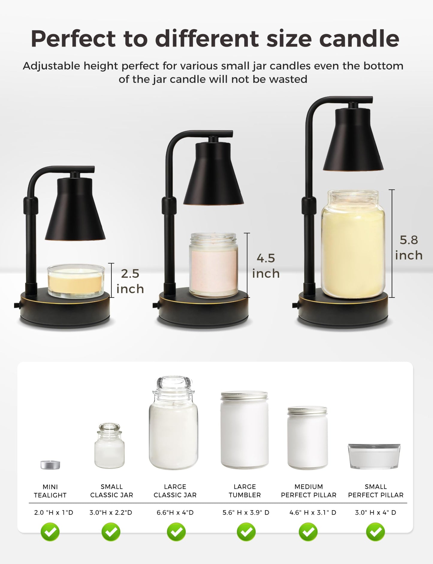 1-Light Black Vintage Candle Warmer Table Lamp with Rotary Dimmer Switch (G10 Halogen Bulbs Included)