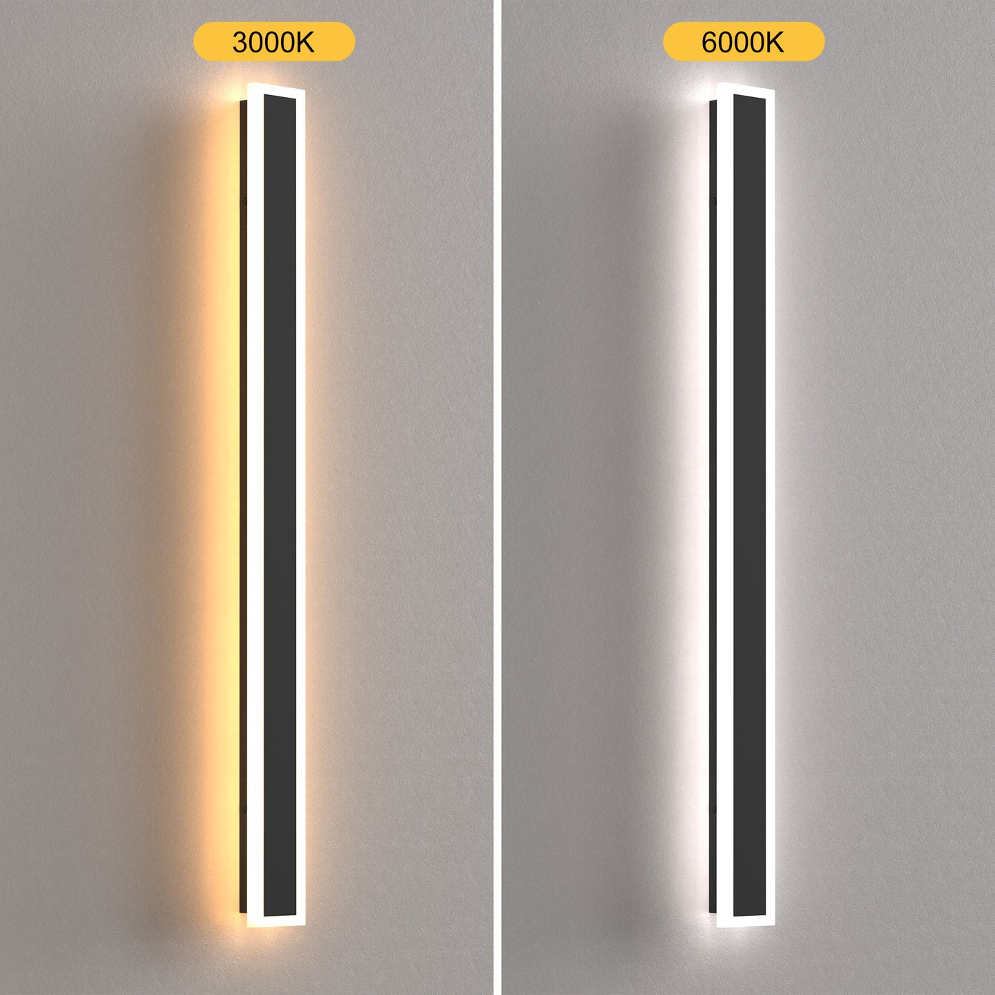 37 in. 1-Light Black Linear Integrated LED Outdoor Wall Light Waterproof Porch Light Wall Lantern Sconce 3000/6000K