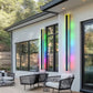 37 in. 1-Light Black Modern Integrated RGB LED Outdoor Wall Light, Waterproof Porch Lantern Sconce for Garden
