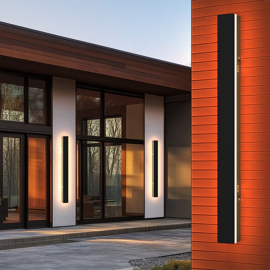 24 in. 19-Watt Black Outdoor Hardwired Linear Waterproof Integrated LED Wall Lantern Sconce, 3000K Warm White