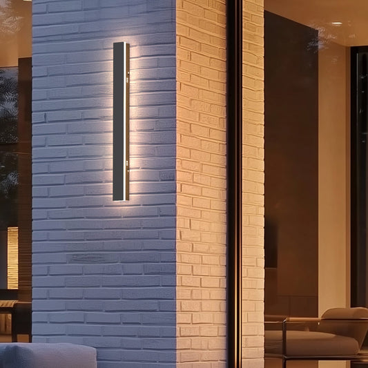 24 in. 19-Watt Black Outdoor Hardwired Linear Waterproof Integrated LED Wall Lantern Sconce, 3000K Warm White