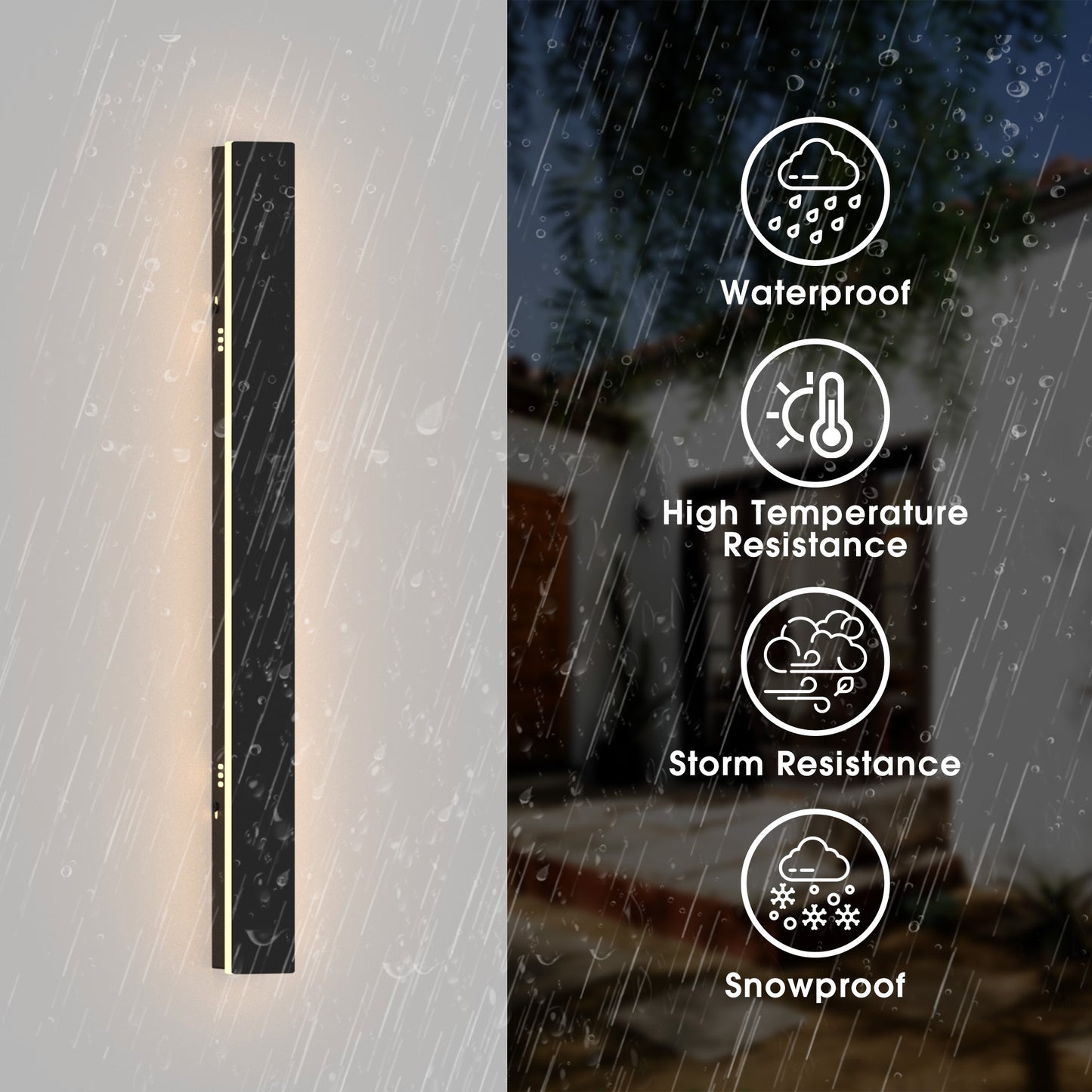 24 in. 19-Watt Black Outdoor Hardwired Linear Waterproof Integrated LED Wall Lantern Sconce, 3000K Warm White