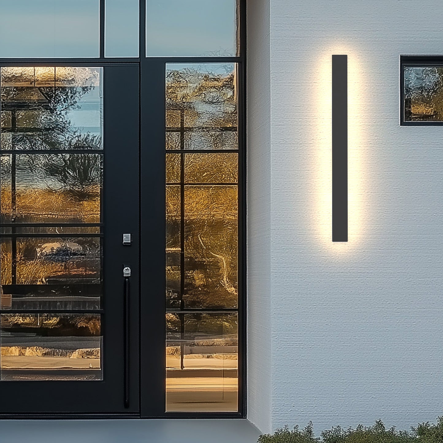 24 in. 19-Watt Black Outdoor Hardwired Linear Waterproof Integrated LED Wall Lantern Sconce, 3000K Warm White