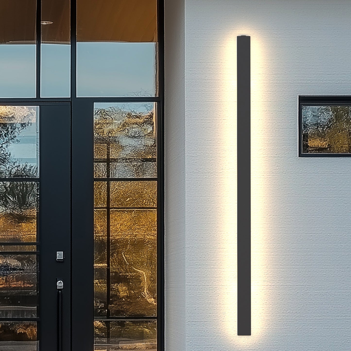 40 in. 30-Watt Black Hardwired Linear Outdoor Waterproof with Integrated LED Wall Lantern Sconce, 3000K Warm White