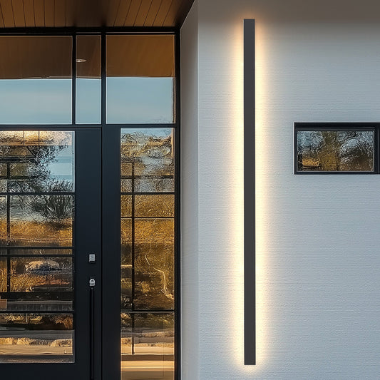 59 in. 45-Watt Black Outdoor Hardwired Linear Waterproof 3000K Warm White Integrated LED Wall Lantern Sconce