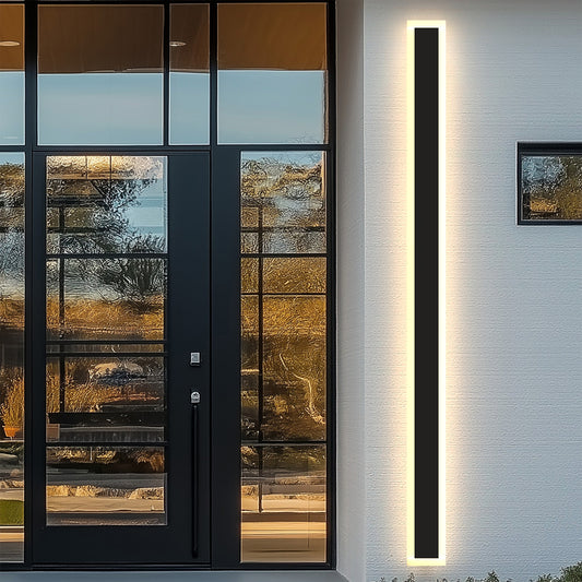 YANSUN 43 in. Matte Black 1-Light Lantern Wall Sconce Integrated LED Outdoor Wall Light