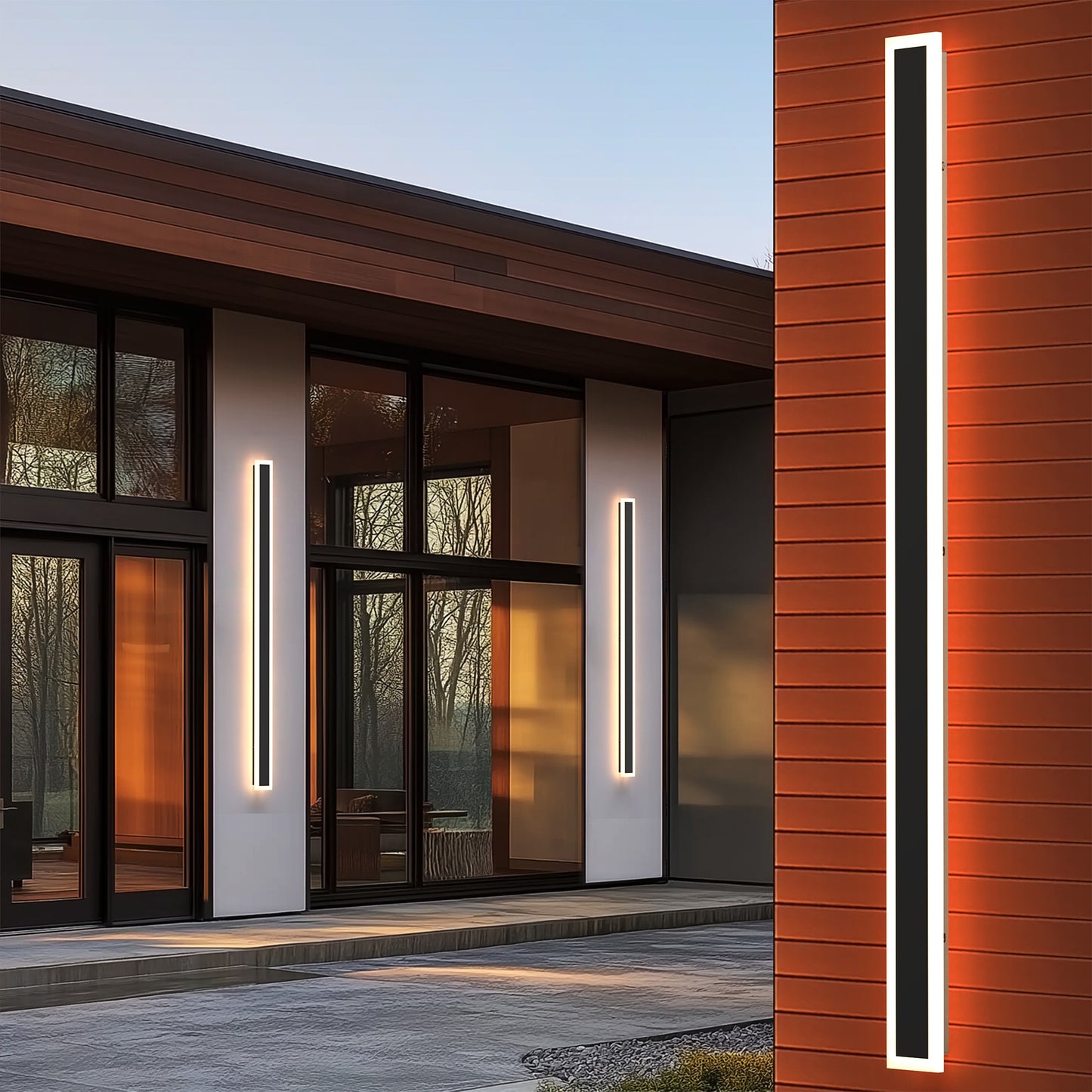 43 in. 30W 1-Light Matte Black Modern Integrated LED Outdoor Wall Light, Waterproof Porch Lantern 3000K/6000K