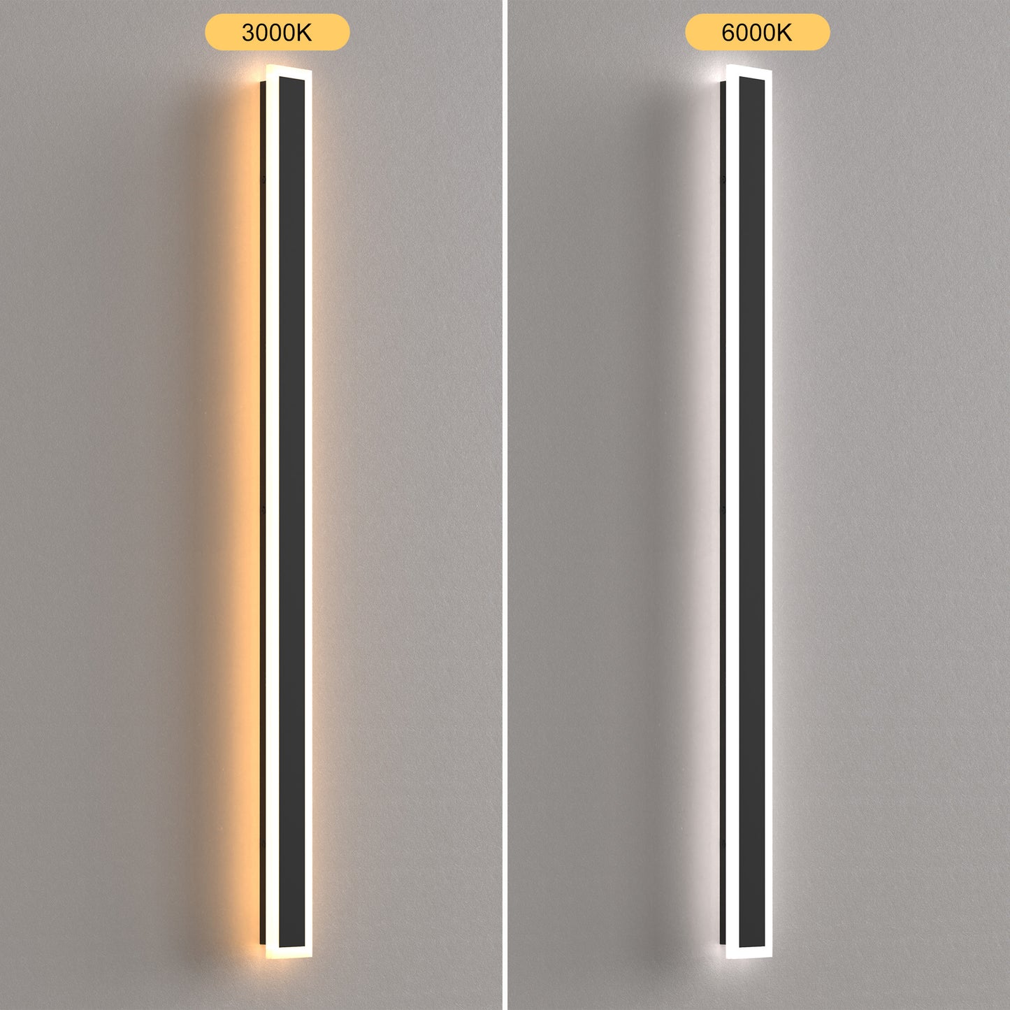 43 in. 30W 1-Light Matte Black Modern Integrated LED Outdoor Wall Light, Waterproof Porch Lantern 3000K/6000K