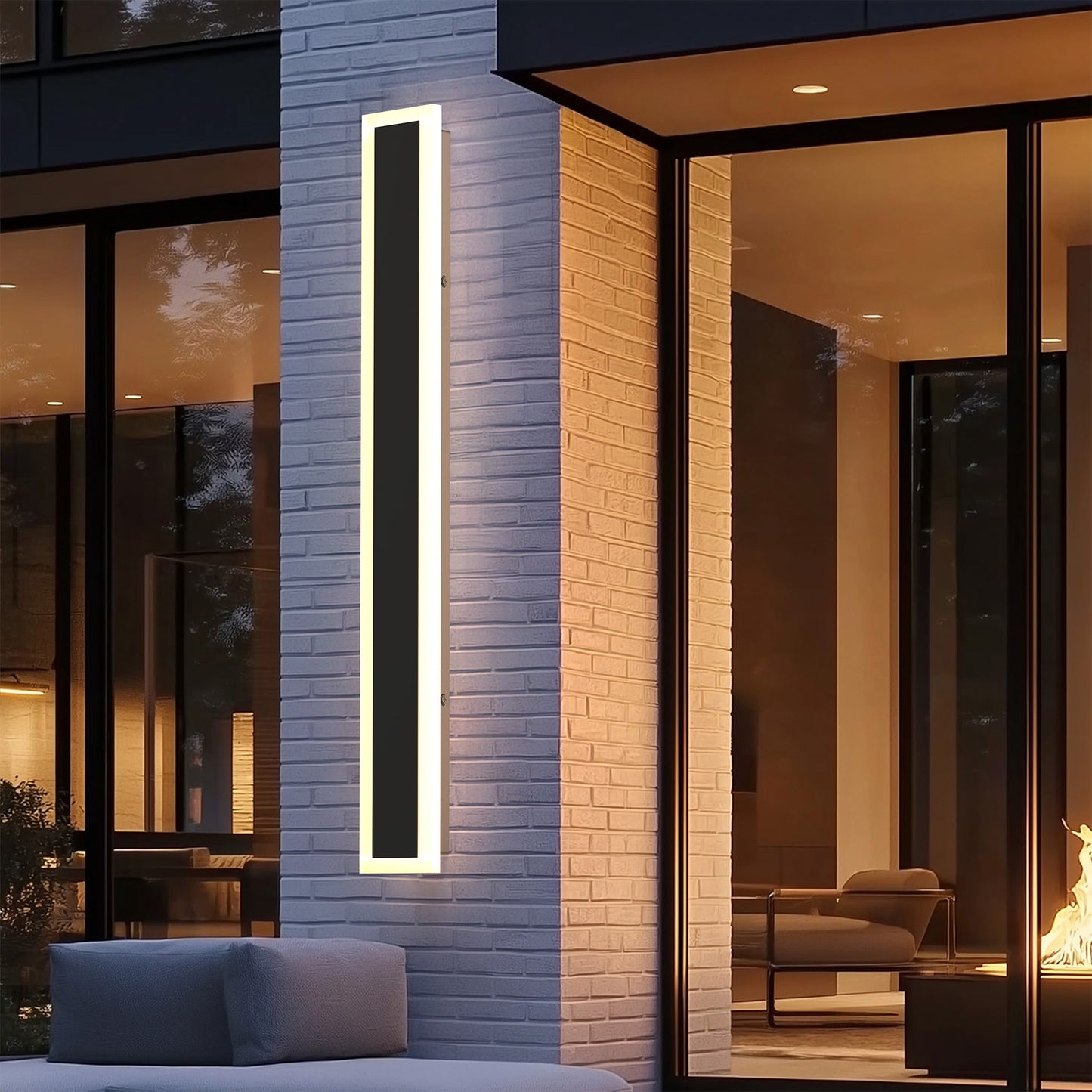 24 in. 1-Light Black Modern Integrated LED Outdoor Wall Light, Waterproof Porch Lantern Sconce for Garden