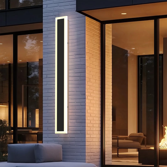24 in. 1-Light Black Modern Integrated LED Outdoor Wall Light, Waterproof Porch Lantern Sconce for Garden