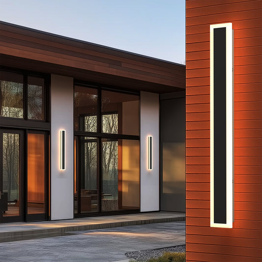 24 in. 1-Light Black Modern Integrated LED Outdoor Wall Light, Waterproof Porch Lantern Sconce for Garden