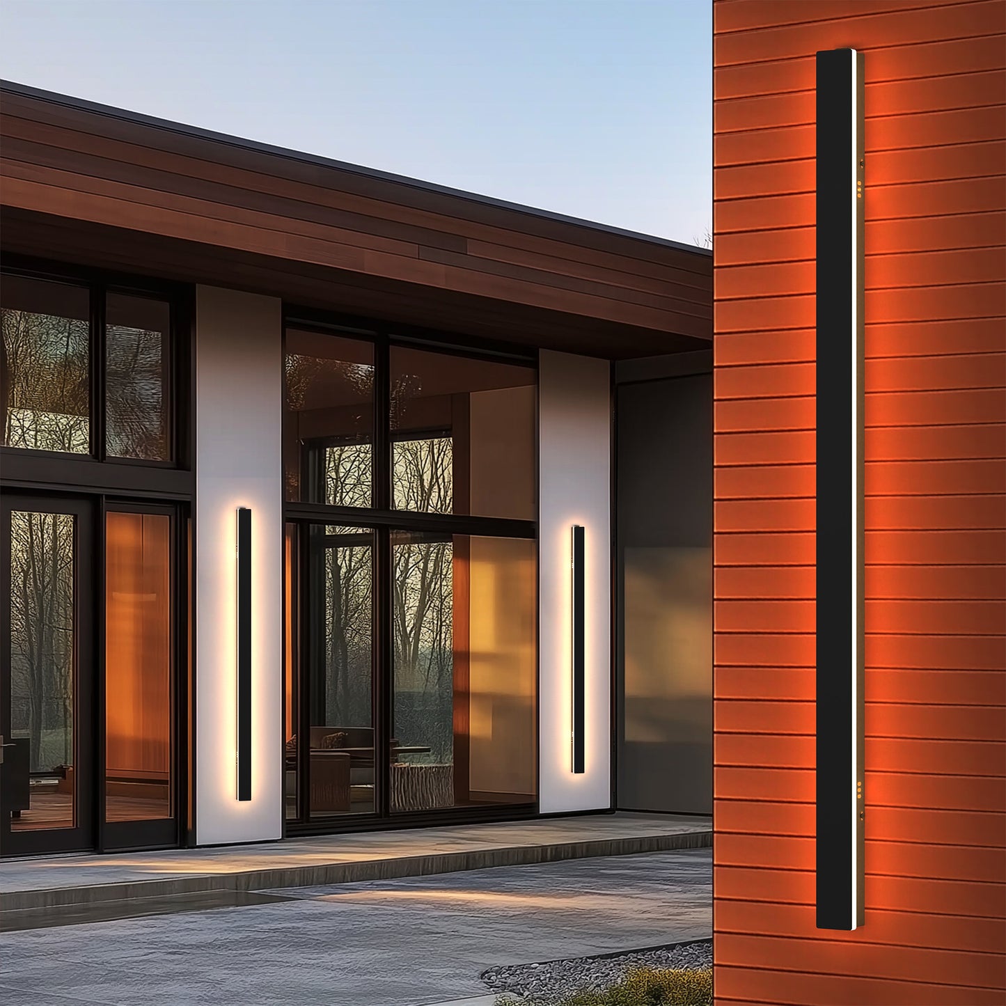 39 in. 30-Watt Black Outdoor Hardwired Linear Waterproof 3000/4500/6000K Integrated LED Wall Lantern Sconce
