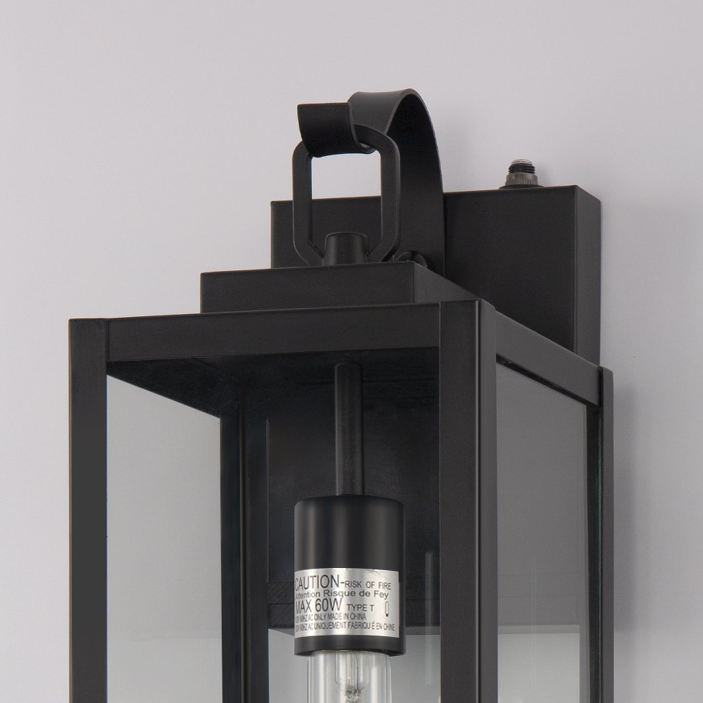 18 in. 2-Pack Large Black Dusk to Dawn Outdoor Waterproof Lantern Wall Lights with Clear Glass Shade(T30 Bulbs Included)