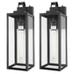 18 in. 2-Pack Large Black Dusk to Dawn Outdoor Waterproof Lantern Wall Lights with Clear Glass Shade(T30 Bulbs Included)