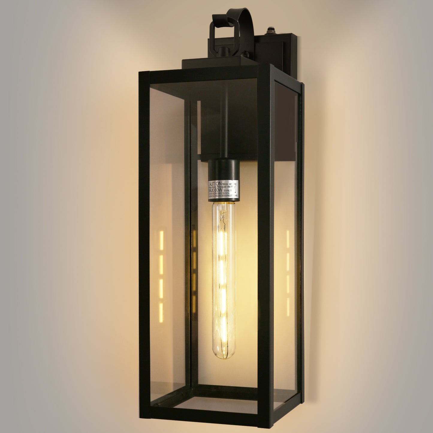 20 in. 2-Pack Large Black Outdoor Wall Lantern Sconce Waterproof with Dusk to Dawn for Porch LED Bulbs Included