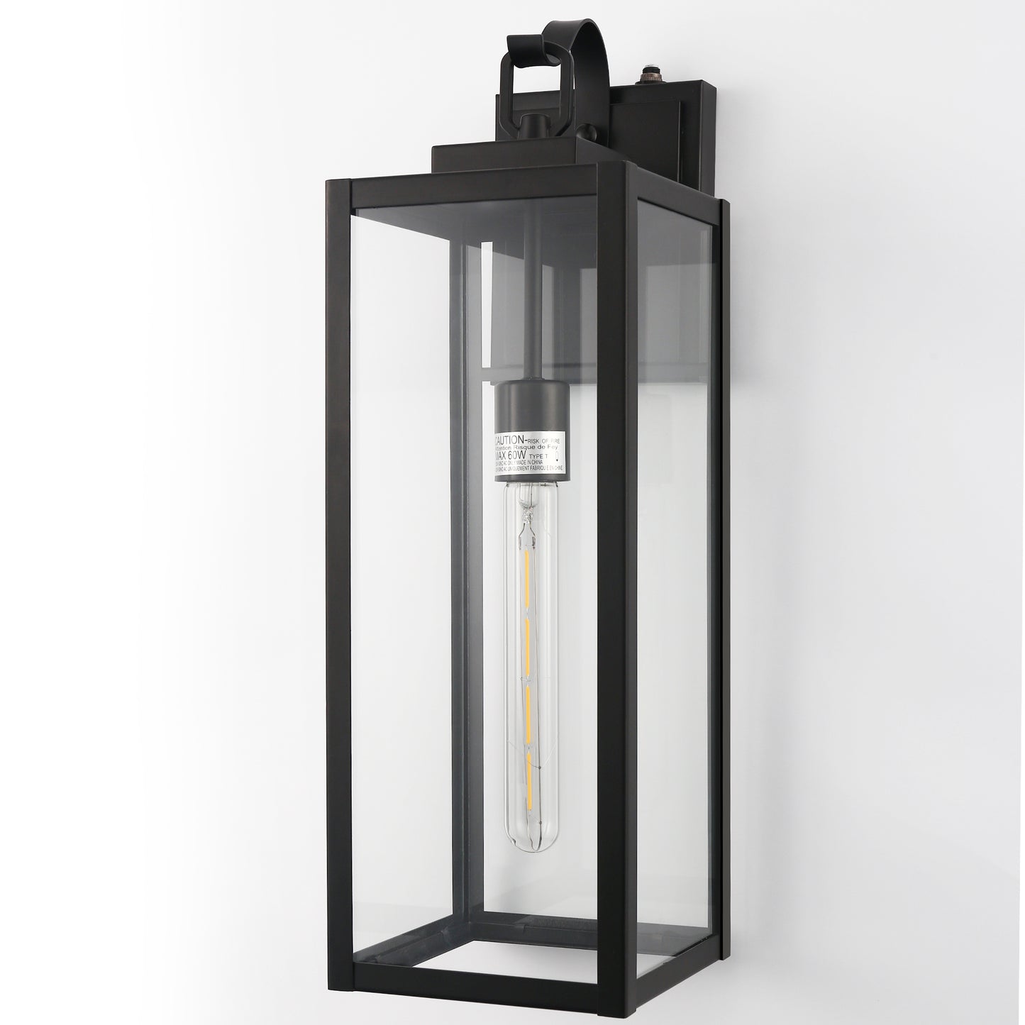 20 in. 2-Pack Large Black Outdoor Wall Lantern Sconce Waterproof with Dusk to Dawn for Porch LED Bulbs Included