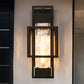 1-Light Modern Black Outdoor Wall Lantern Sconce with Clear Glass, T10 LED Bulbs Included(2-Pack)