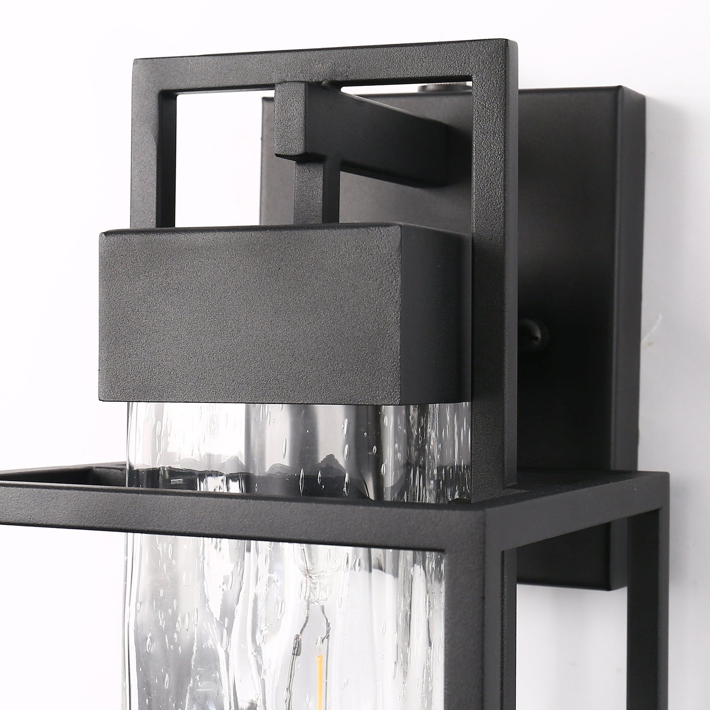 1-Light Modern Black Outdoor Wall Lantern Sconce with Clear Glass, T10 LED Bulbs Included(2-Pack)