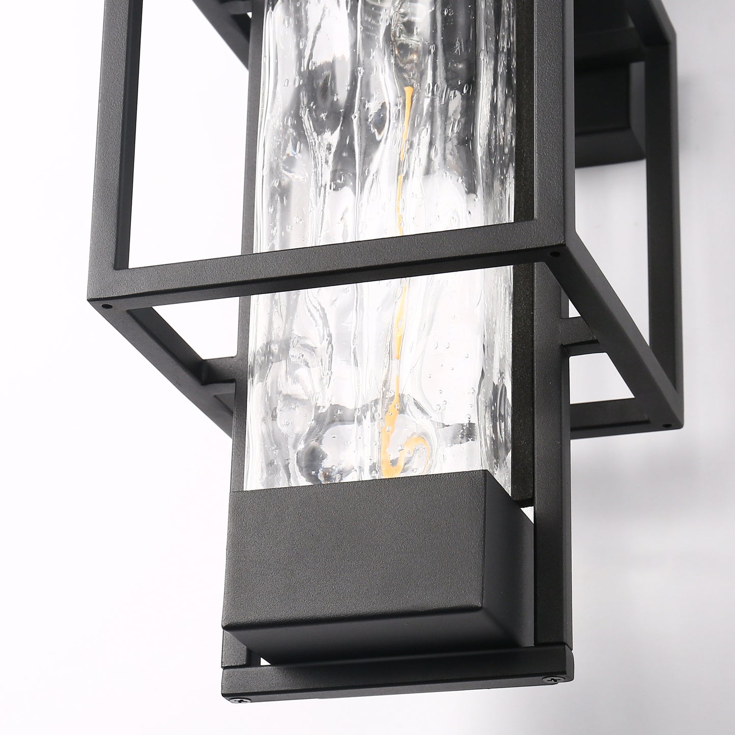 1-Light Modern Black Outdoor Wall Lantern Sconce with Clear Glass, T10 LED Bulbs Included(2-Pack)
