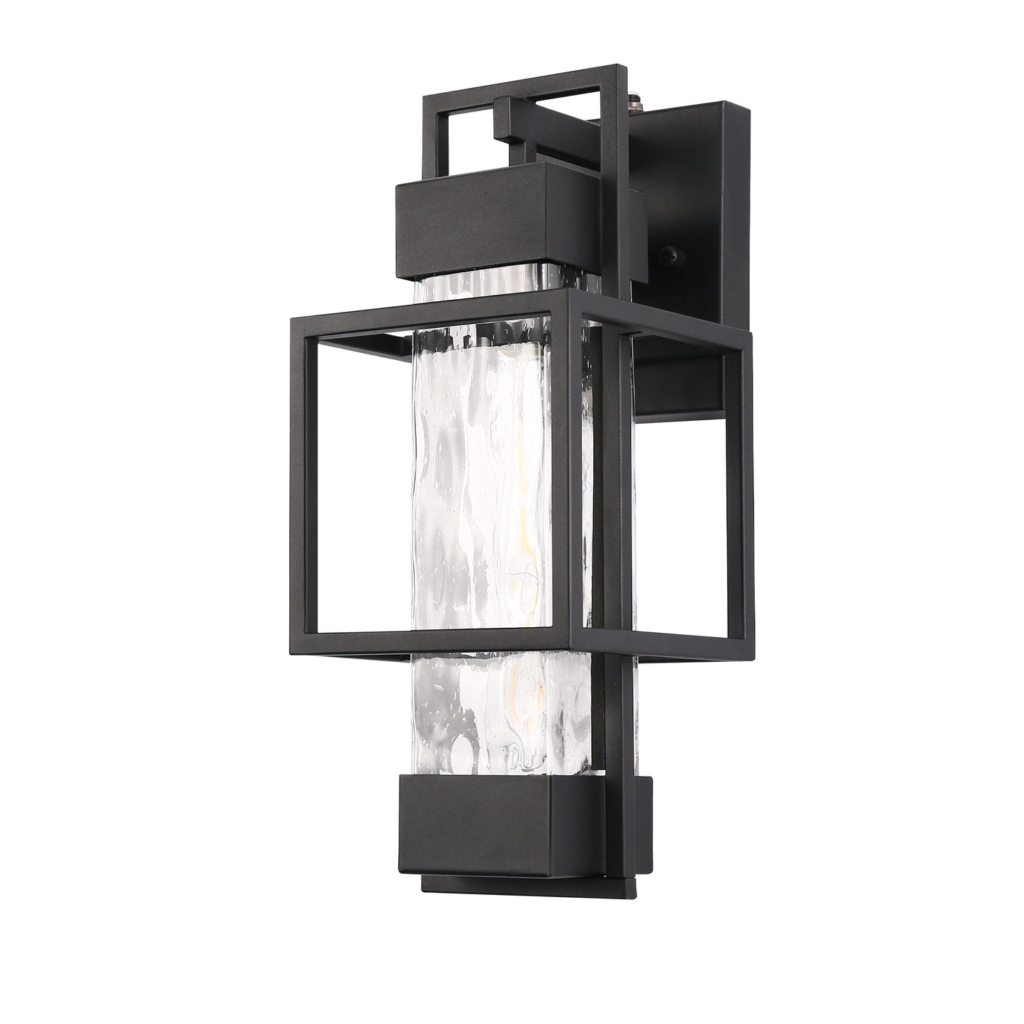 1-Light Modern Black Outdoor Wall Lantern Sconce with Clear Glass, T10 LED Bulbs Included(2-Pack)