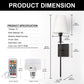 6 in. 1-Light Black Wall Sconces with Bulbs Rechargeable Wireless Wall Sconces Dimmable with Remote for Bedroom (2-Pack)