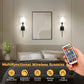 6 in. 1-Light Black Wall Sconces with Bulbs Rechargeable Wireless Wall Sconces Dimmable with Remote for Bedroom (2-Pack)