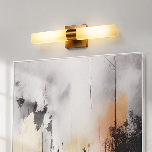 18 in. 2-Light Modern Gold Double Tube Wall Sconce, Sleek Up and Down Light Fixture for Bathroom, Bedroom, or Hallway