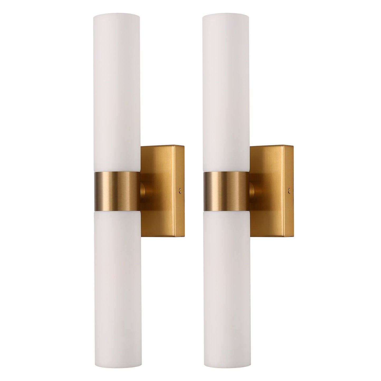 18 in. 2-Light Modern Gold Double Tube Wall Sconce, Sleek Up and Down Light Fixture for Bathroom, Bedroom, or Hallway