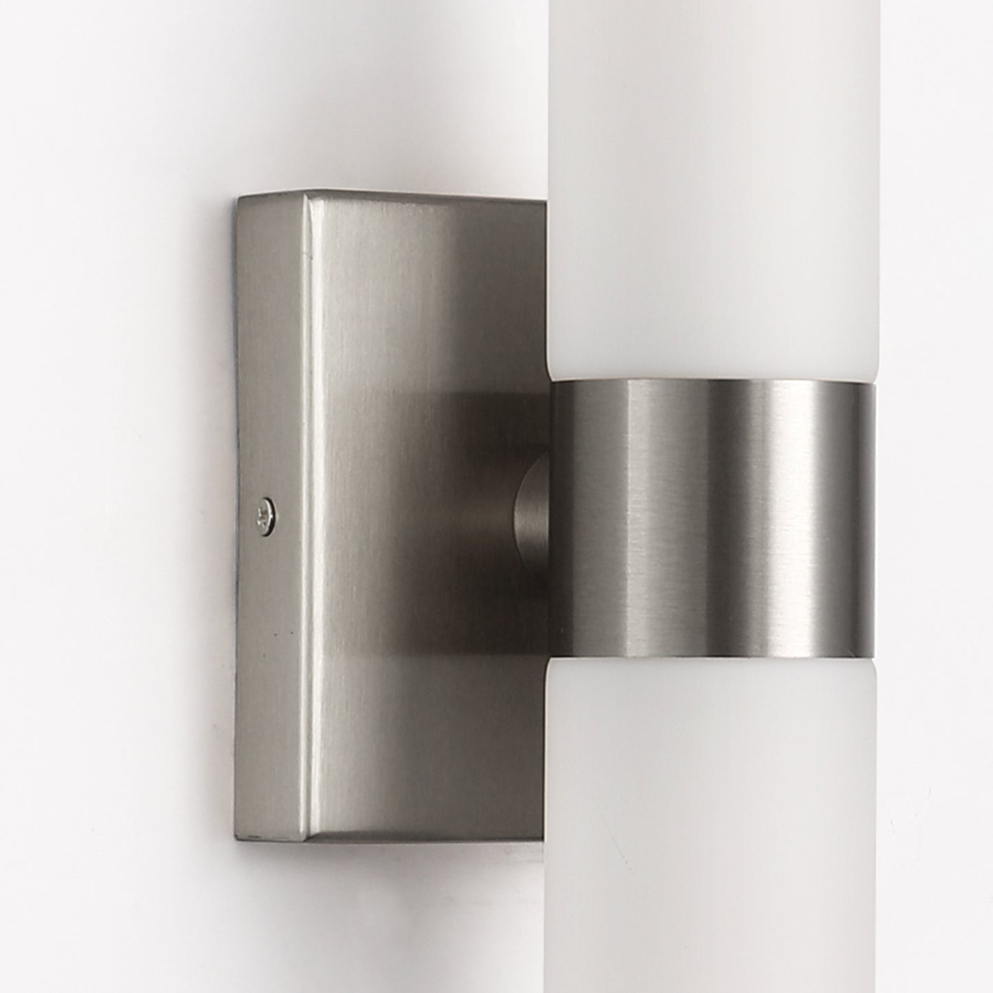 18 in. 2-Light Brushed Nickel and White Double Tube Wall Sconce, Sleek Up and Down Light Fixture for Bathroom, Bedroom