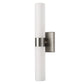 18 in. 2-Light Brushed Nickel and White Double Tube Wall Sconce, Sleek Up and Down Light Fixture for Bathroom, Bedroom