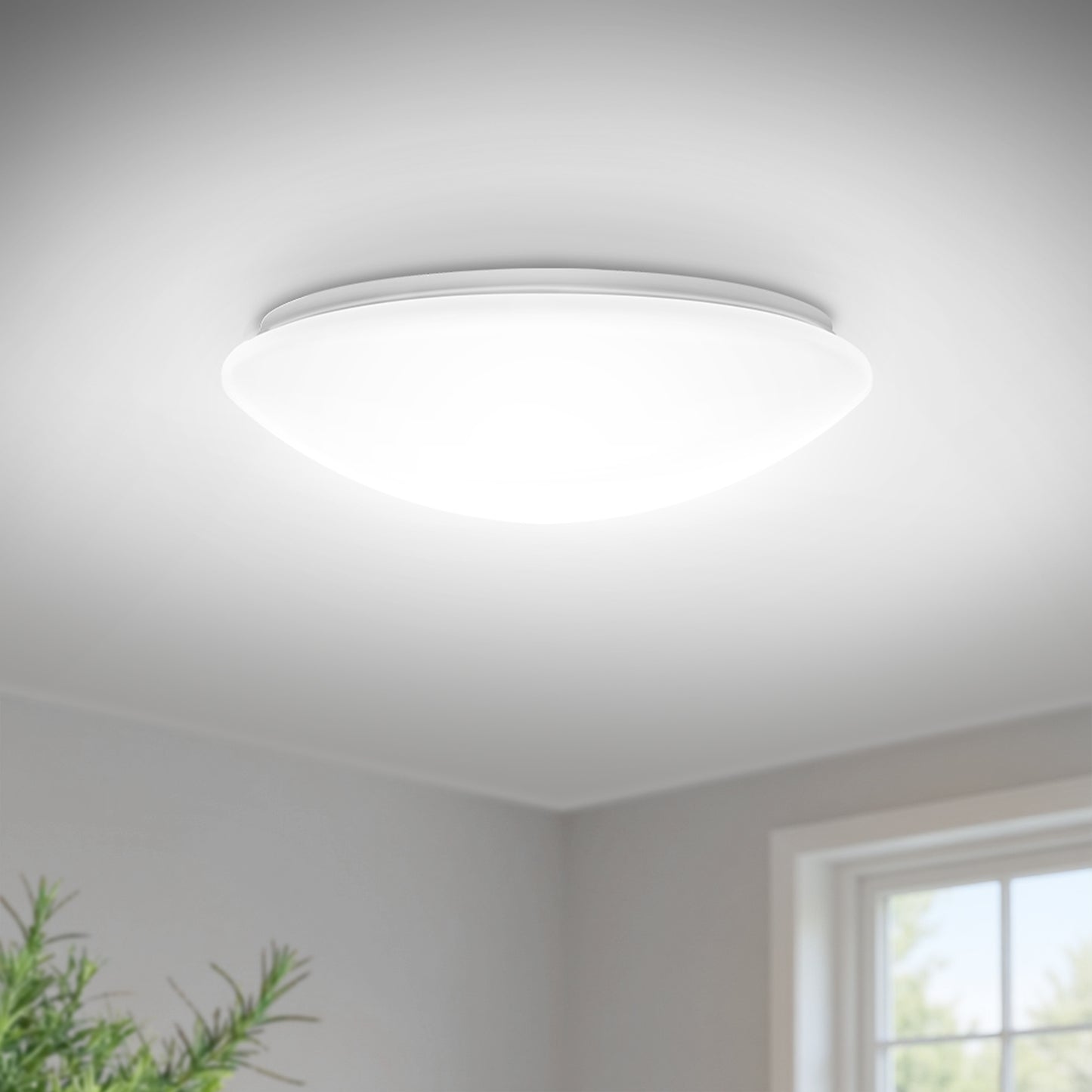 YANSUN 21W LED Ceiling Light with White Mushroom Shade, ETL Certified, 13-Inch, 6000K Bright White