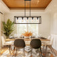 5-Light Dimmable Matte Black Linear Rectangle Chandelier Kitchen Island Pendant Light with Clear Glass Shade
