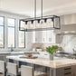 5-Light Dimmable Matte Black Linear Rectangle Chandelier Kitchen Island Pendant Light with Clear Glass Shade