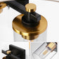 20 in. 3-Light Black and Gold Bathroom Vanity Light with Clear Glass Shades for Mirror and Vanity