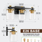 20 in. 3-Light Black and Gold Bathroom Vanity Light with Clear Glass Shades for Mirror and Vanity