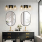 20 in. 3-Light Black and Gold Bathroom Vanity Light with Clear Glass Shades for Mirror and Vanity
