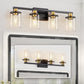 27 in. 4 Light Bathroom Vanity Light, Modern Black and Gold Bathroom Lights Fixtures Over Mirror with Clear Glass Shade
