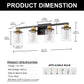 27 in. 4 Light Bathroom Vanity Light, Modern Black and Gold Bathroom Lights Fixtures Over Mirror with Clear Glass Shade