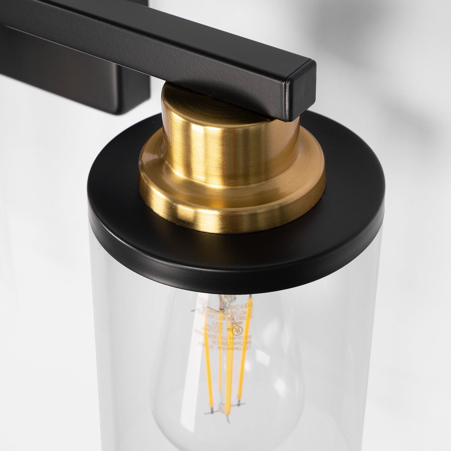 33 in. 5 Light Bathroom Vanity Light,Black and Gold Light with Clear Glass Shade, Black Wall Sconce for Bathroom,Bedroom