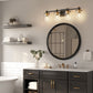 28 in. 4-Light Modern Black and Gold Bathroom Vanity Light with Clear Glass Shades for Bathroom, Bedroom, and Hallway