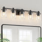 33 in. 5-Light Black Bathroom Vanity Light with Clear Glass Shades for Bathroom, Bedroom, or Hallway
