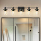 33 in. 5-Light Black Bathroom Vanity Light with Clear Glass Shades for Bathroom, Bedroom, or Hallway