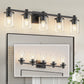 33 in. 5-Light Black Bathroom Vanity Light with Clear Glass Shades for Bathroom, Bedroom, or Hallway