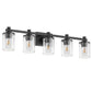 33 in. 5-Light Black Bathroom Vanity Light with Clear Glass Shades for Bathroom, Bedroom, or Hallway