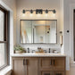 33 in. 5-Light Black Bathroom Vanity Light with Clear Glass Shades for Bathroom, Bedroom, or Hallway